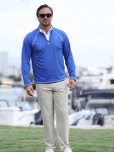 White Water Life New Harbor quarter zip in royal blue, showcasing effortless comfort and casual style with a clean design.
