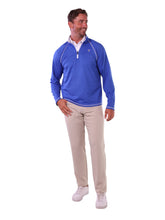 Royal blue White Water Life quarter zip sweater featuring a sleek collar and comfortable fit, ideal for casual wear.