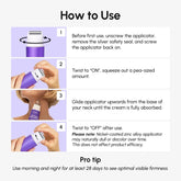 Maree Pro-Retinol Neck Lifting Cream Massager showing a close-up of the handheld device used on the neck area.