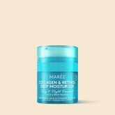 Maree Retinol and Collagen Anti-Age Cream jar with creamy texture, designed to reduce wrinkles and improve skin elasticity