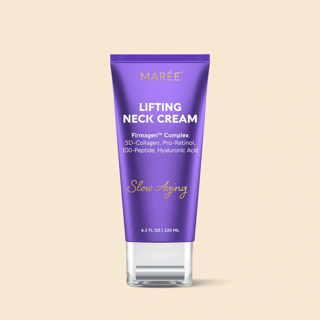 Maree Pro-Retinol Neck Lifting Cream Massager with ergonomic design and textured surface for facial and neck skincare.