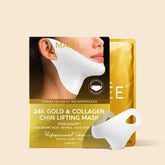 Maree 24K Gold Chin and Jawline Lifting Mask displayed on a white background, showcasing its luxurious gold design and packaging.