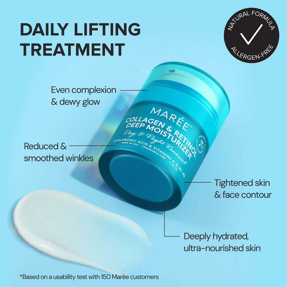 Maree Retinol and Collagen Anti-Age Cream jar showing the cream-filled container with label design.