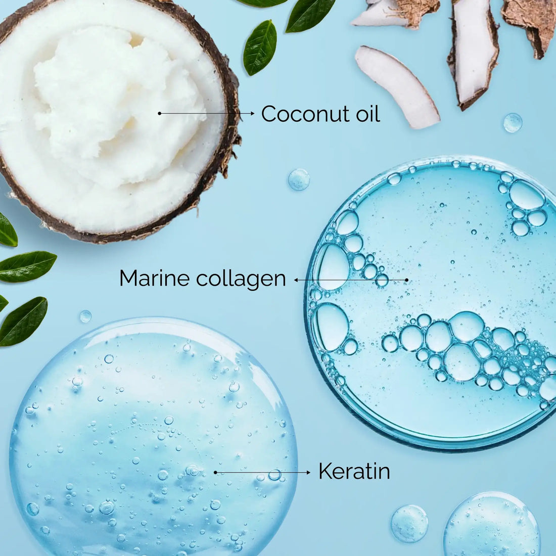 Maree keratin mask for damaged hair in a jar, smooth and nourishing treatment with creamy texture and natural ingredients.