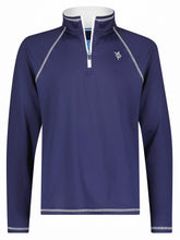 Navy white water life Harbor quarter zip pullover, showcasing effortless comfort and casual style, front view.