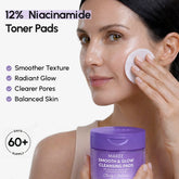 Maree 12% Niacinamide Smooth & Glow Pads featuring textured exfoliating pads with niacinamide for clearer, brighter skin.