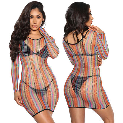 Sexy Super Elastic Diamond-Shaped Network Anti-DDOS Beach Skirt