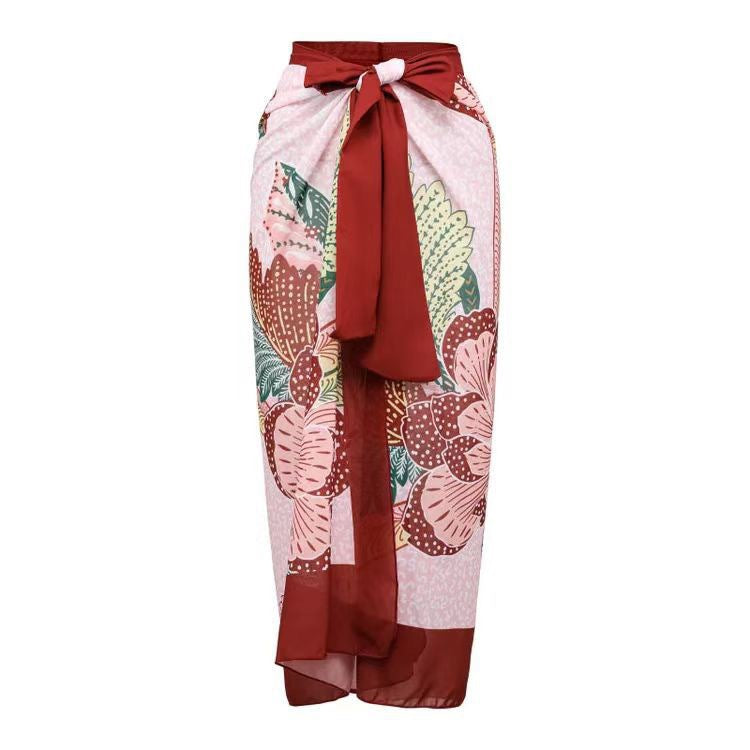 Three Piece Set Swimsuit Customized Printed Steel Bracket Push up Petals Gauze Skirt Swimsuit Women