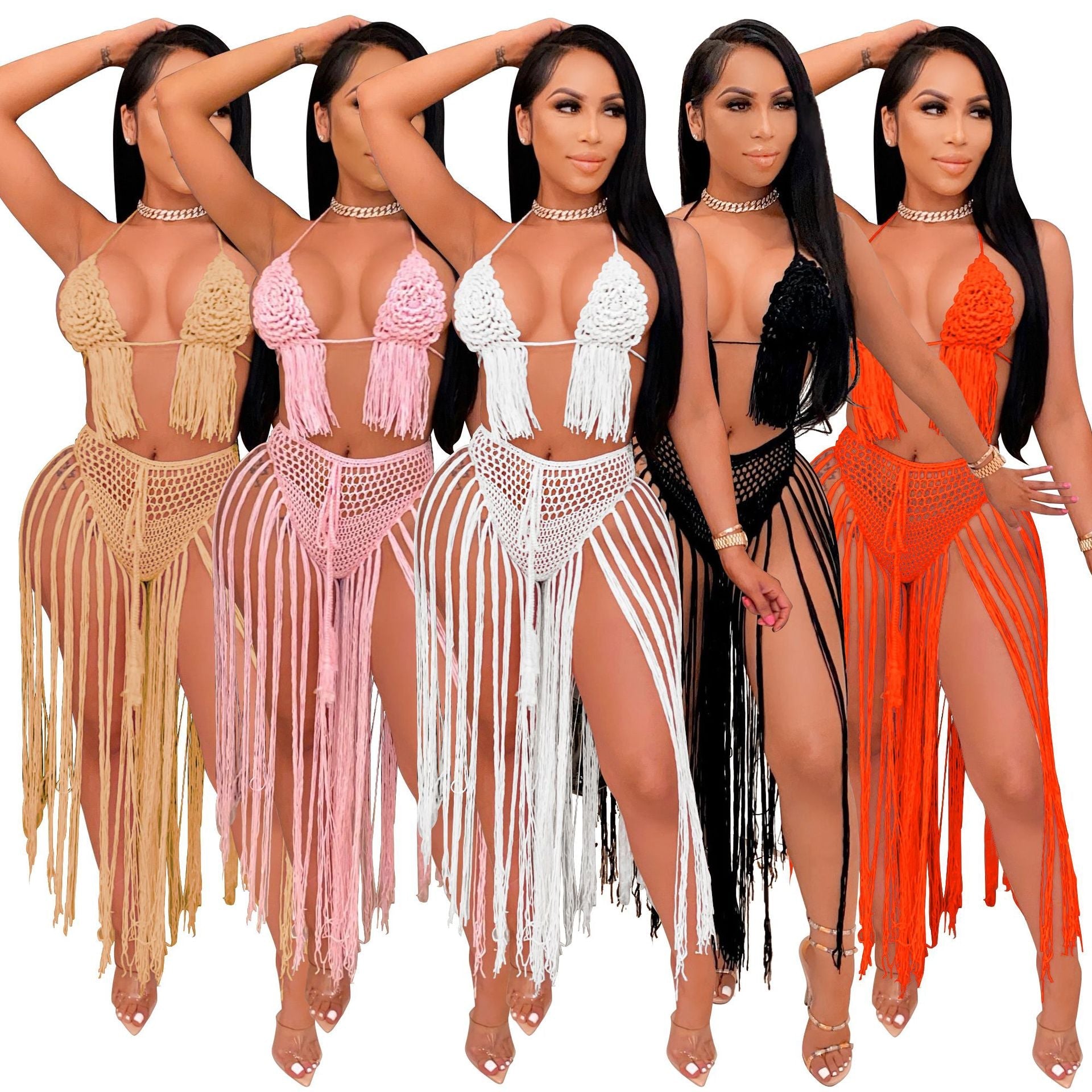 Women Clothing Sexy Hand Crocheted Floral Woven Ladies Beachwear Swimsuit Outfit