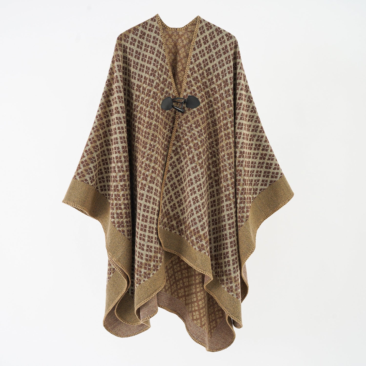 Four Seasons Button Shawl Autumn Winter Oversized Ethnic Thick Warm Split Cloak Travel Scarf for Women