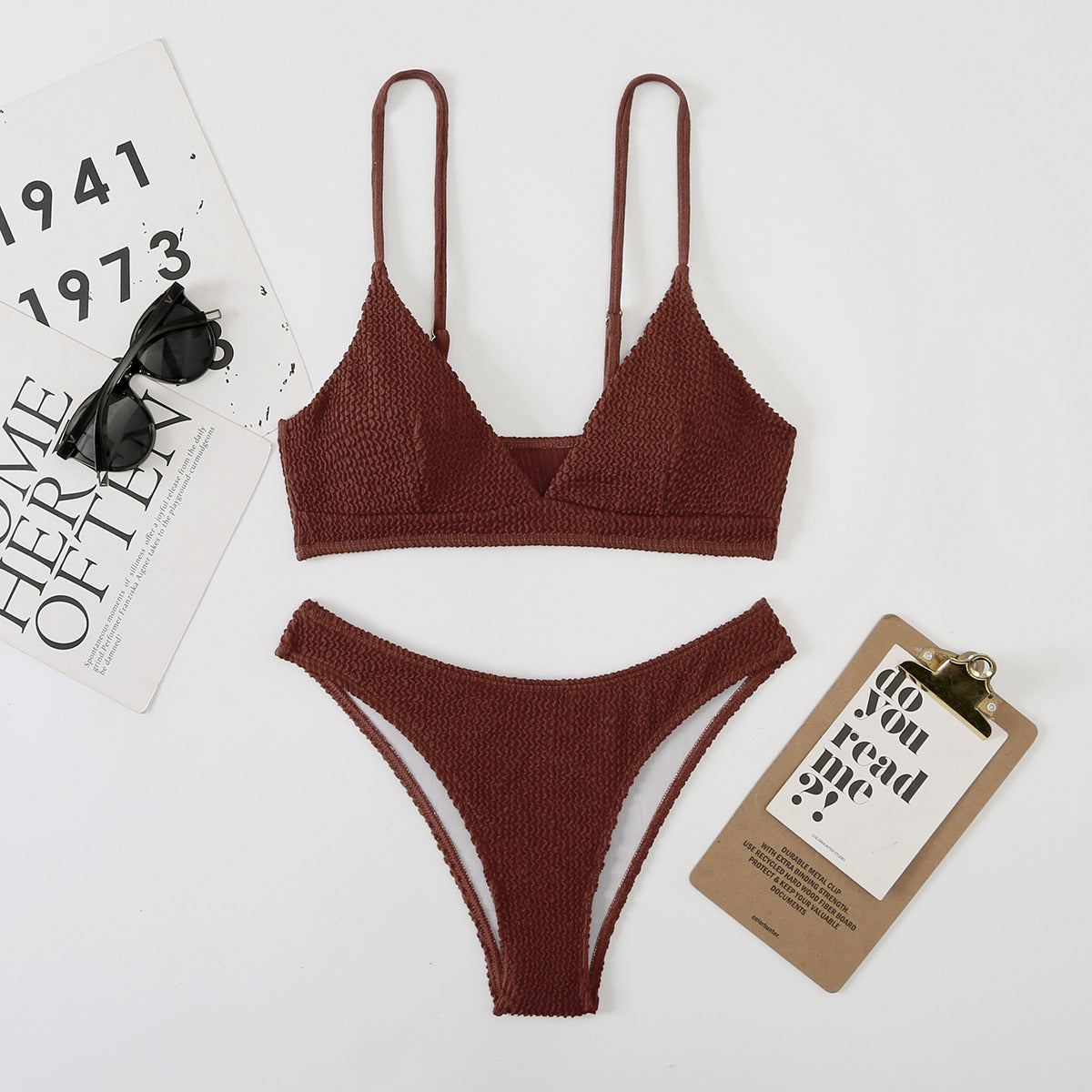 Swimsuit Women Split Three Point Solid Color Special Fabric Internet Celebrity Bikini