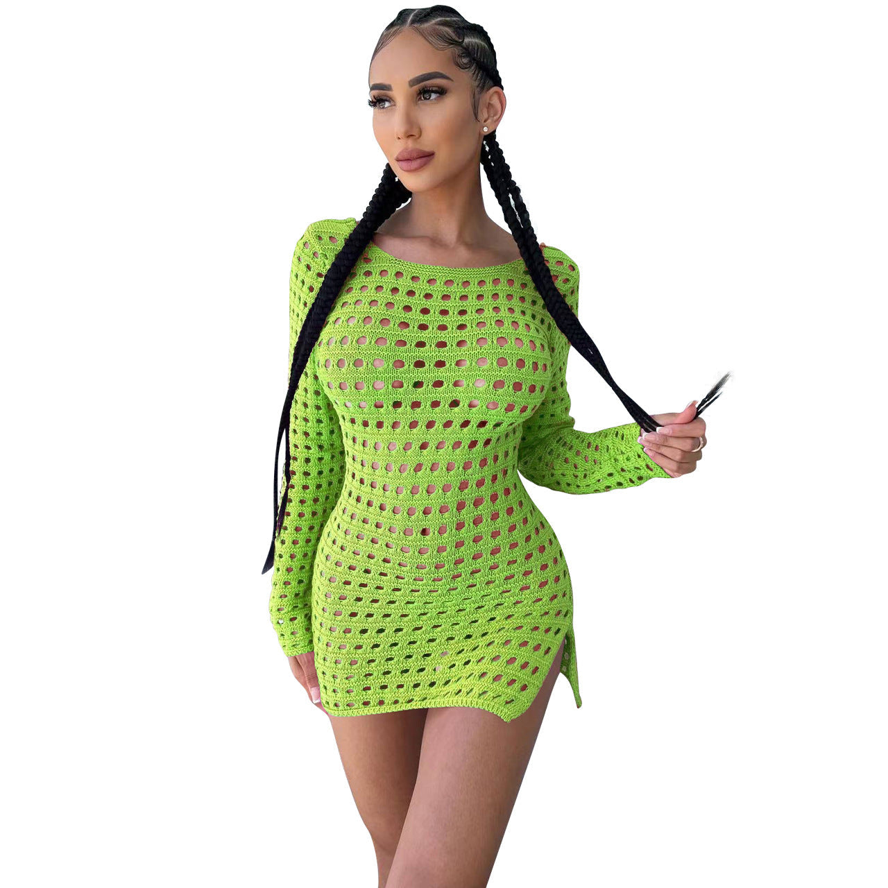 Women Clothing Sexy Hollow Out Cutout Ice Silk Dress Women Clothing