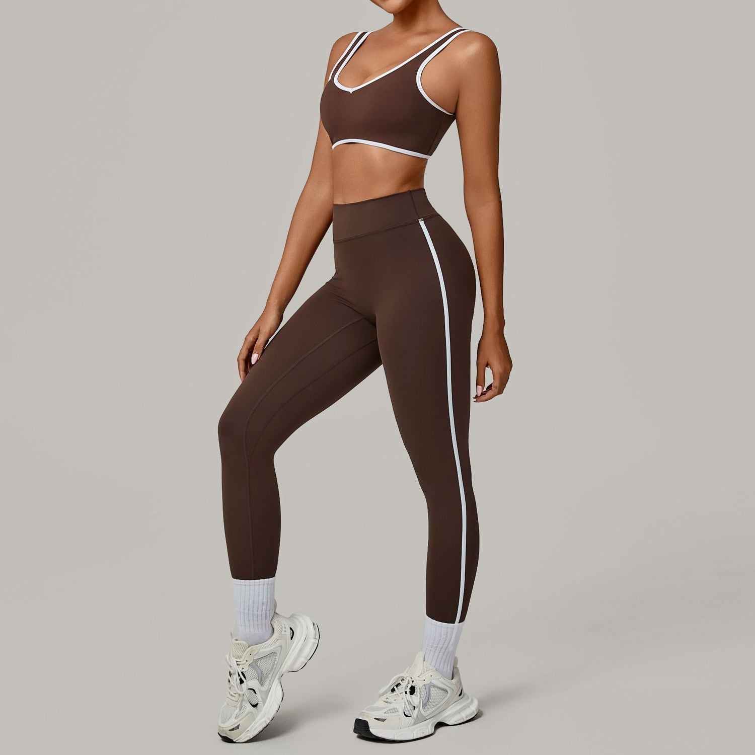 Contrast Color Binding Nude Feel Yoga Beauty Back Tight Quick Drying Workout Clothes Outdoor Sports Two Piece Sets