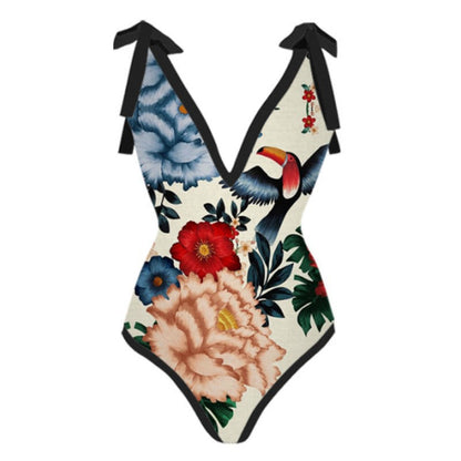 Women One Piece Swimming Sexy Print Two Piece Skirt Popular Swimsuit Bikini