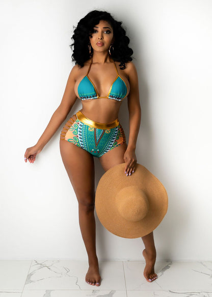Sexy Summer Bikini Digital Printing Swimsuit Split Swimsuit