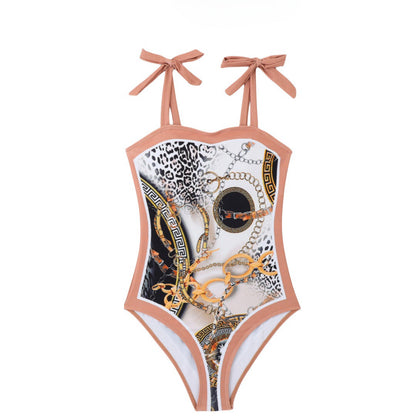 Two Piece Set Swimsuit Multi Color Printed Mesh Maxi Dress Conservative Women Swimsuit