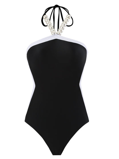 Lonkey Swimsuit Two Piece Solid Color Transparent Mesh Flying Edge Skirt Swimsuit