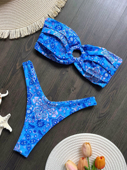 Bikini Printed Sexy Backless Split Swimsuit Bikini