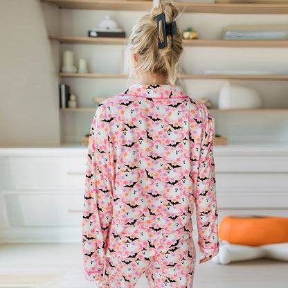 Fall Multi Button Casual Women Cute Age Reducing Halloween Printed Homewear Women