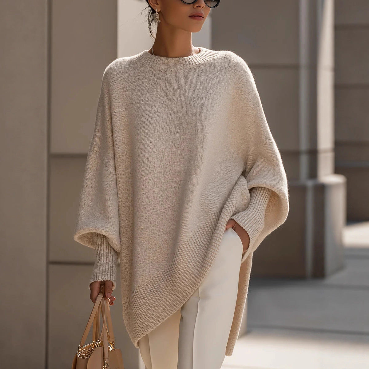 Autumn Winter round Neck Pullover Sweater Women Loose Lazy Solid Color Women Sweater