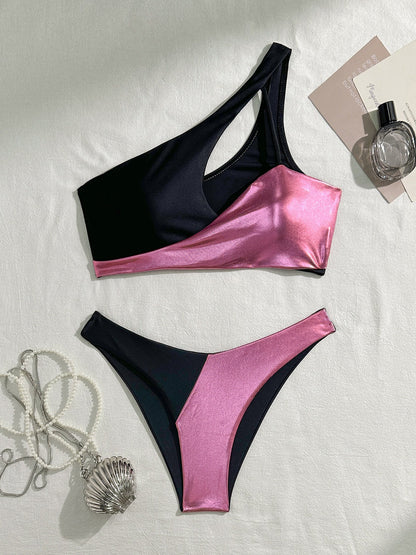 Sexy Split Stitching Bronzing Swimwear Swimsuit Bikini Bikini