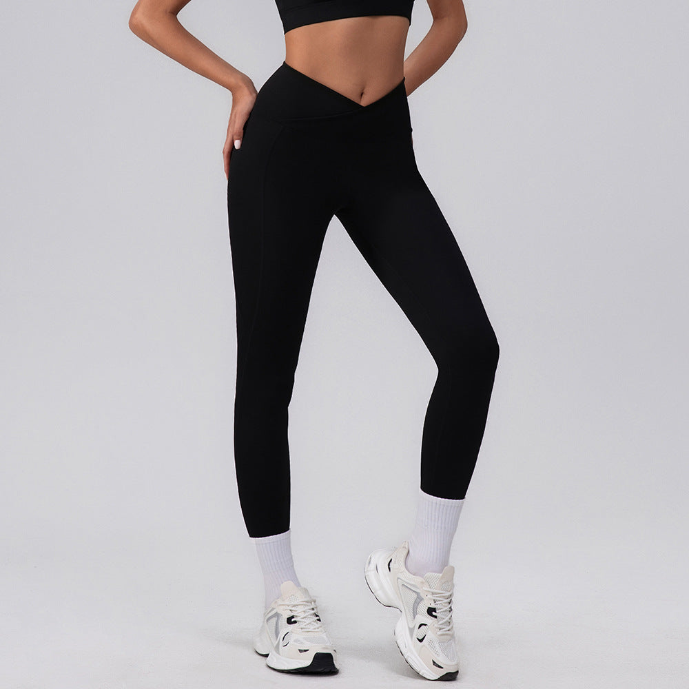 Seamless Quick Drying Yoga Pants Women V Arc Peach Sports Pants High Waist Hip Lift Fitness Trousers