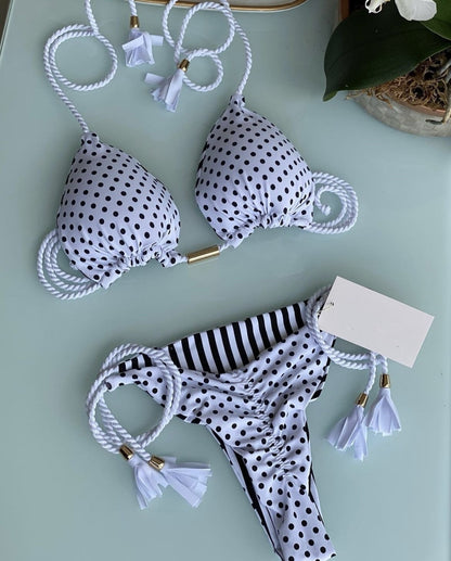 Hand Knitted Rope Swimsuit Sexy Bikini Women Split Solid Color Sexy Multicolor Braided Rope Bikini