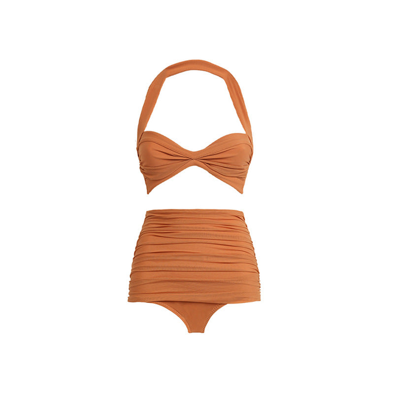 Shoulder High Waist Bikini Vacation Beach Swimsuit Swimsuit Women