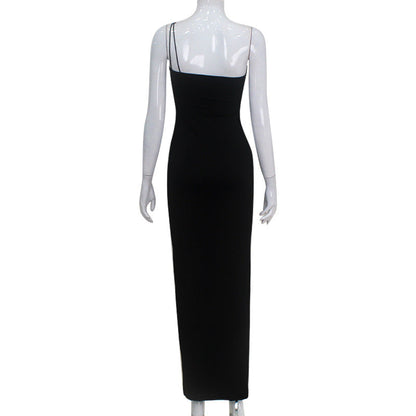 Women Clothing French Sexy Three Dimensional Floral Pleating Elegant Pure Hip Spaghetti Straps Dress