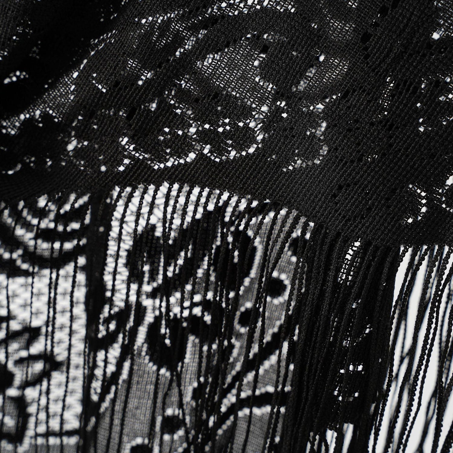 Nylon Hollow Out Cutout Breathable Tassel Triangle Shawl Women Scarf