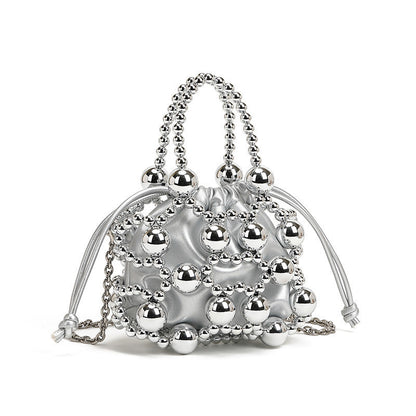 Special Interest Design Beaded Bag Fashionable All Match Exquisite Hollow Out Cutout Beads Woven Bag High Grade Portable Shoulder Messenger Bag