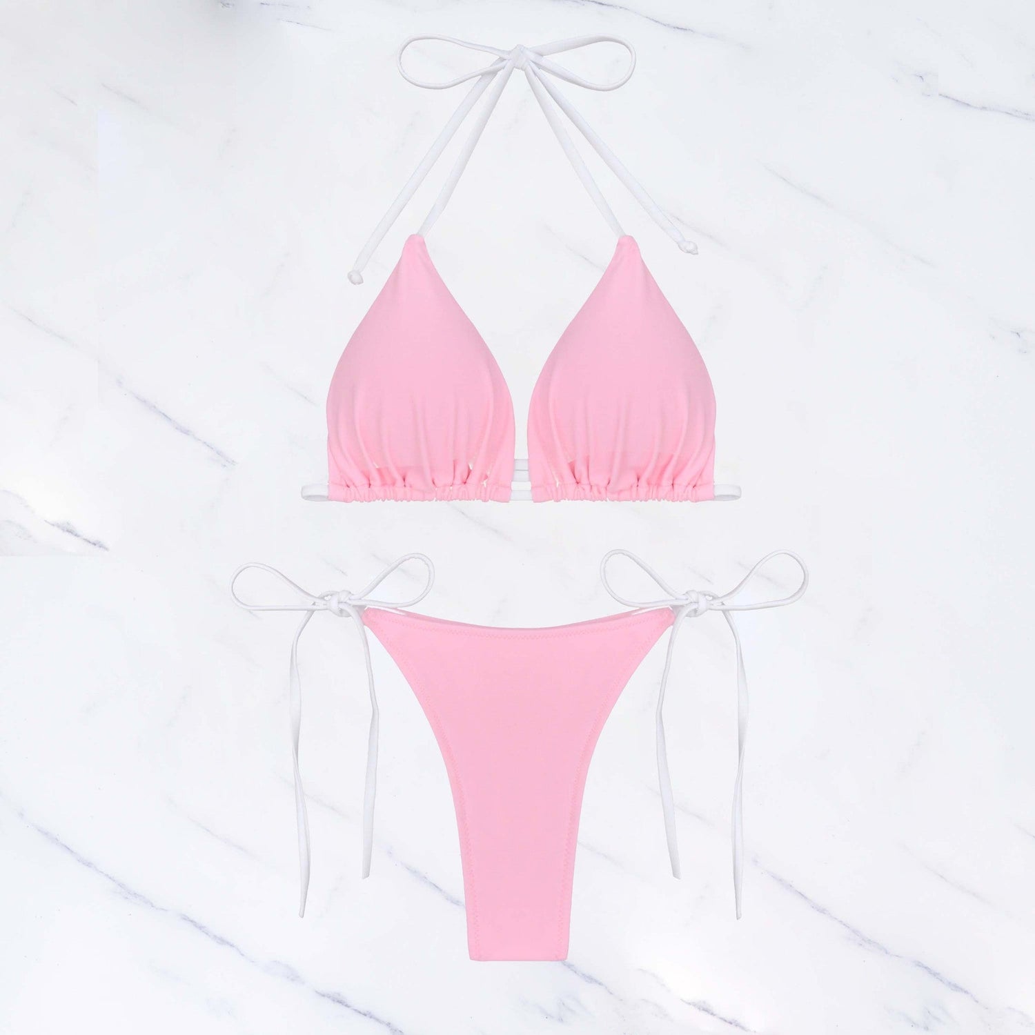 Solid Color Tied Sexy Three Point Bikini Swimwear Women