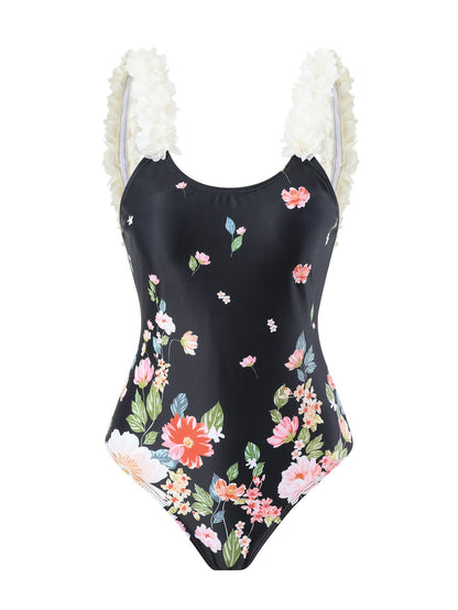 One Piece Printed Skirt Conservative Swimwear Two Piece Women Swimsuit