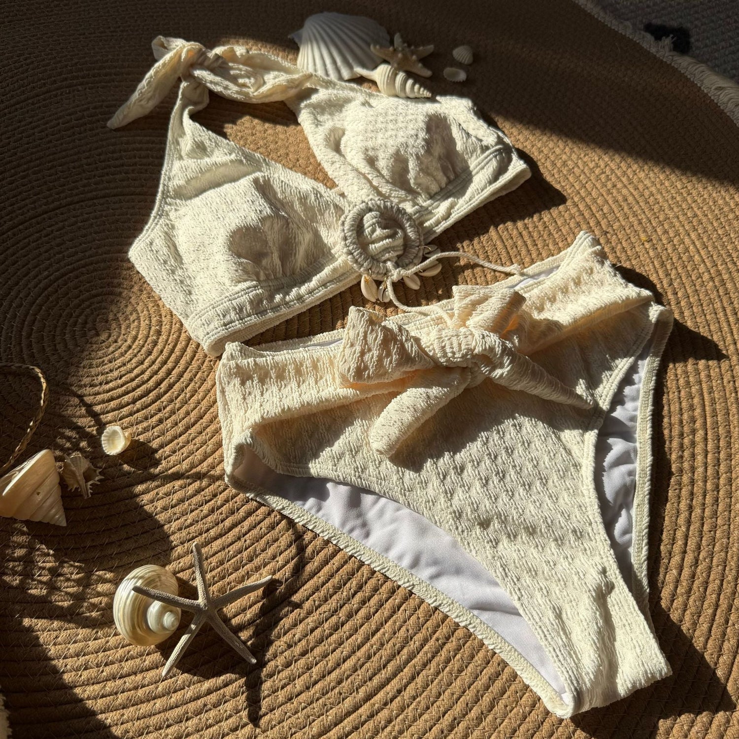 Shell Beach Special Fabric High Waist Split Swimwear