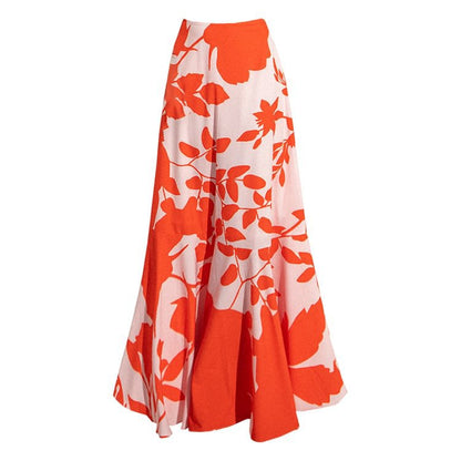 One Shoulder Ruffled Hollow Out Cutout Printed One Piece Swimsuit Women Skirt
