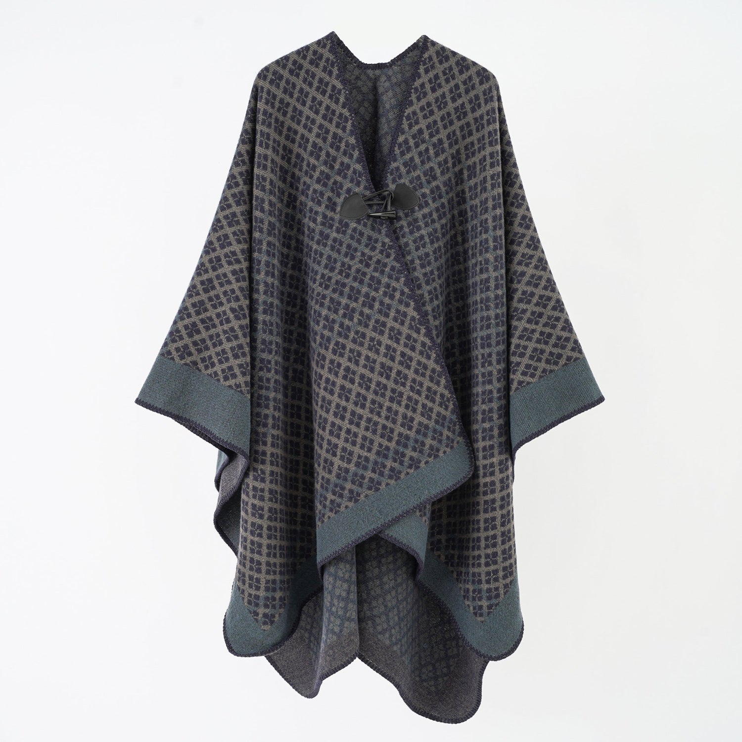 Four Seasons Button Shawl Autumn Winter Oversized Ethnic Thick Warm Split Cloak Travel Scarf for Women