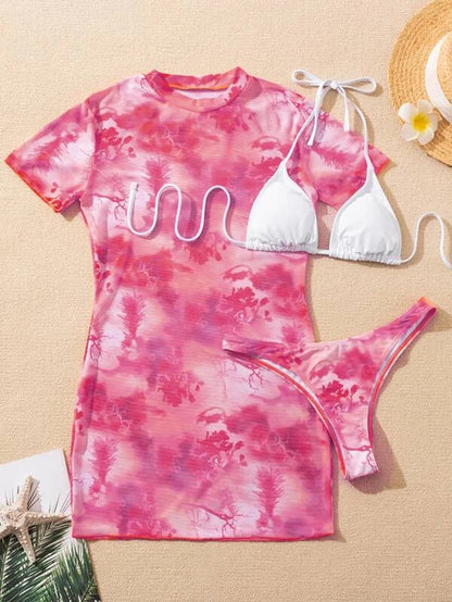 Bikini Outer Single Swimsuit Bikini Women Split Sleeved Blouse Swimsuit Three Piece Yongzh