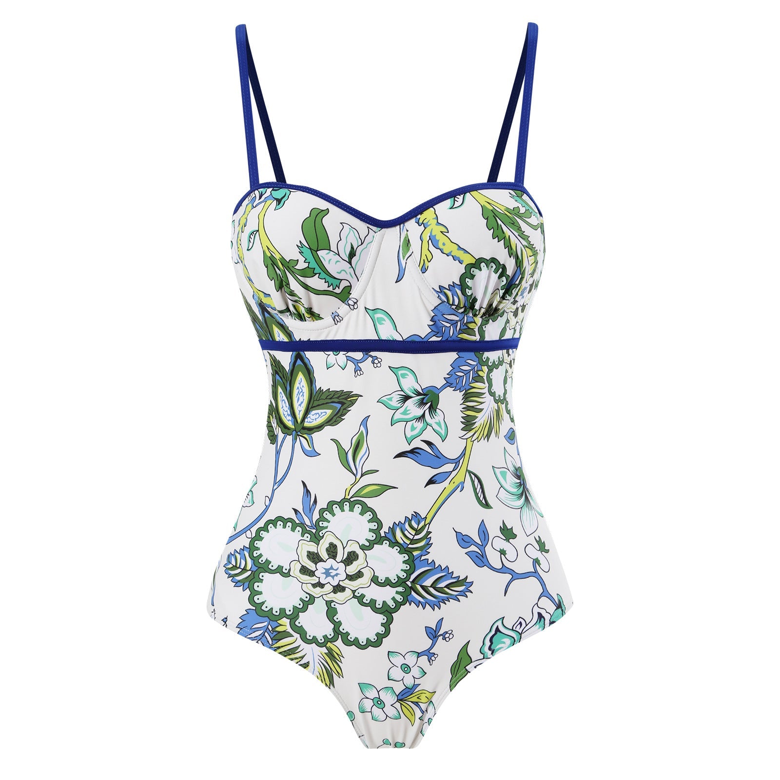 One Piece Swimsuit Women Skinny Slimming Vintage Printed Chiffon Dress with Steel Bracket Hard Bag Swimsuit