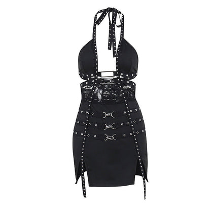 Sexy Slim Fit Hollow Out Cutout Dress Women Spring Sexy Backless Hip Dress