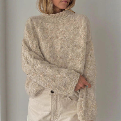 Autumn Winter Turtleneck Women Sweater Casual Loose Twisted Warm Long Sleeves Knitwear Top Women