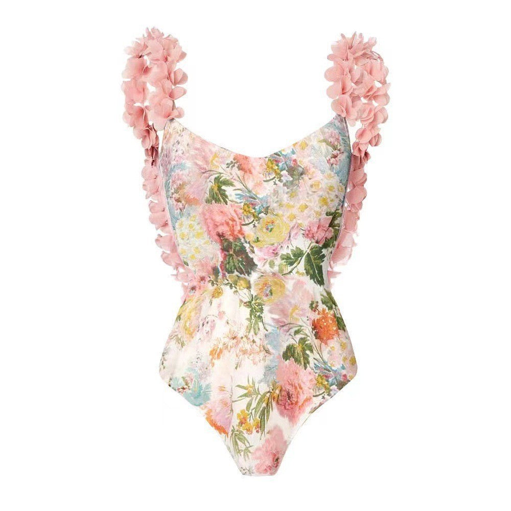 One Piece Printed Skirt Conservative Swimwear Two Piece Women Swimsuit