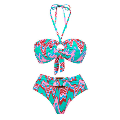 Push up Bikini Sexy High Waist Bikini Split Three Piece Swimsuit Women Chiffon