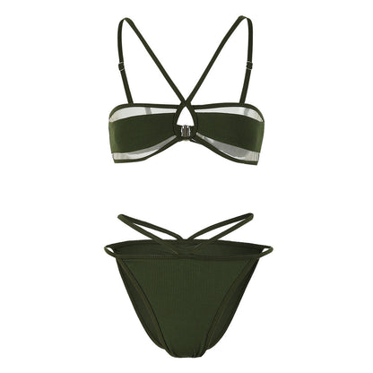 Miniature Three Point Solid Color Bikini Sexy Split Swimsuit Women Bikini