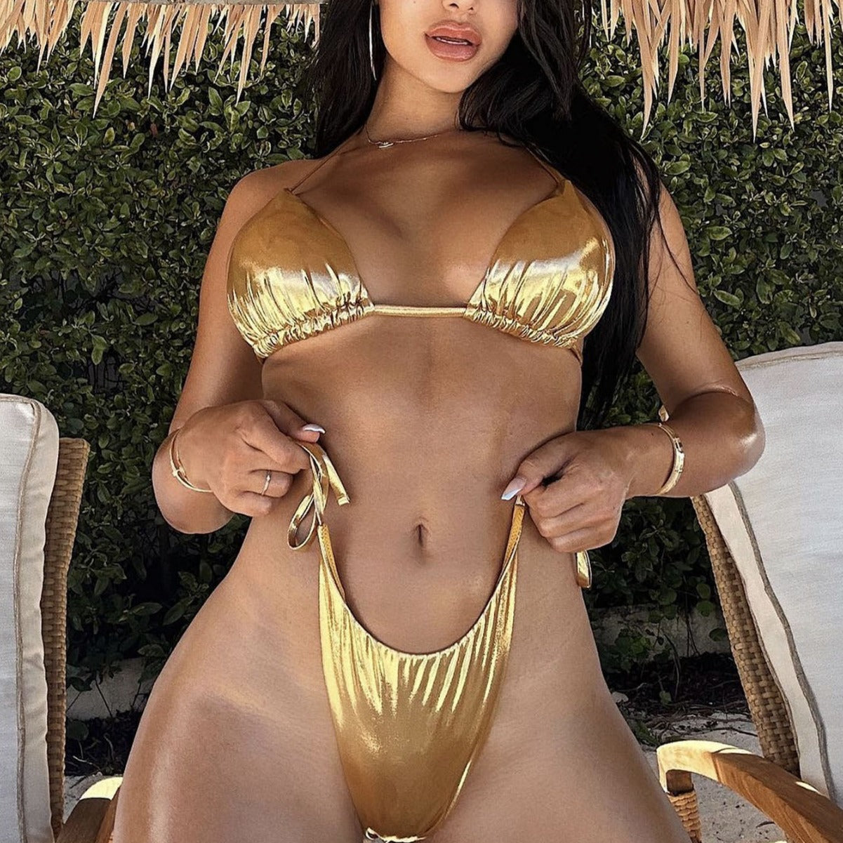 Bikini Split Bikini Lace up Two Piece Swimsuit Two Piece