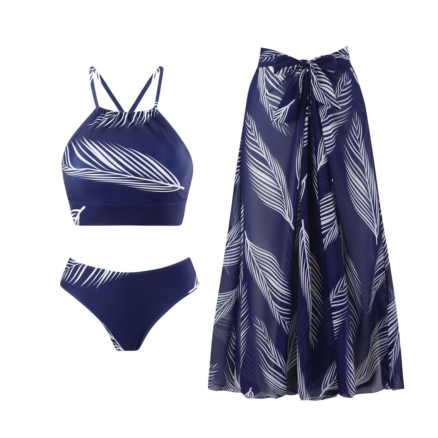 Bikini Sexy High Waist Bikini Split Swimsuit Set Chiffon Dress
