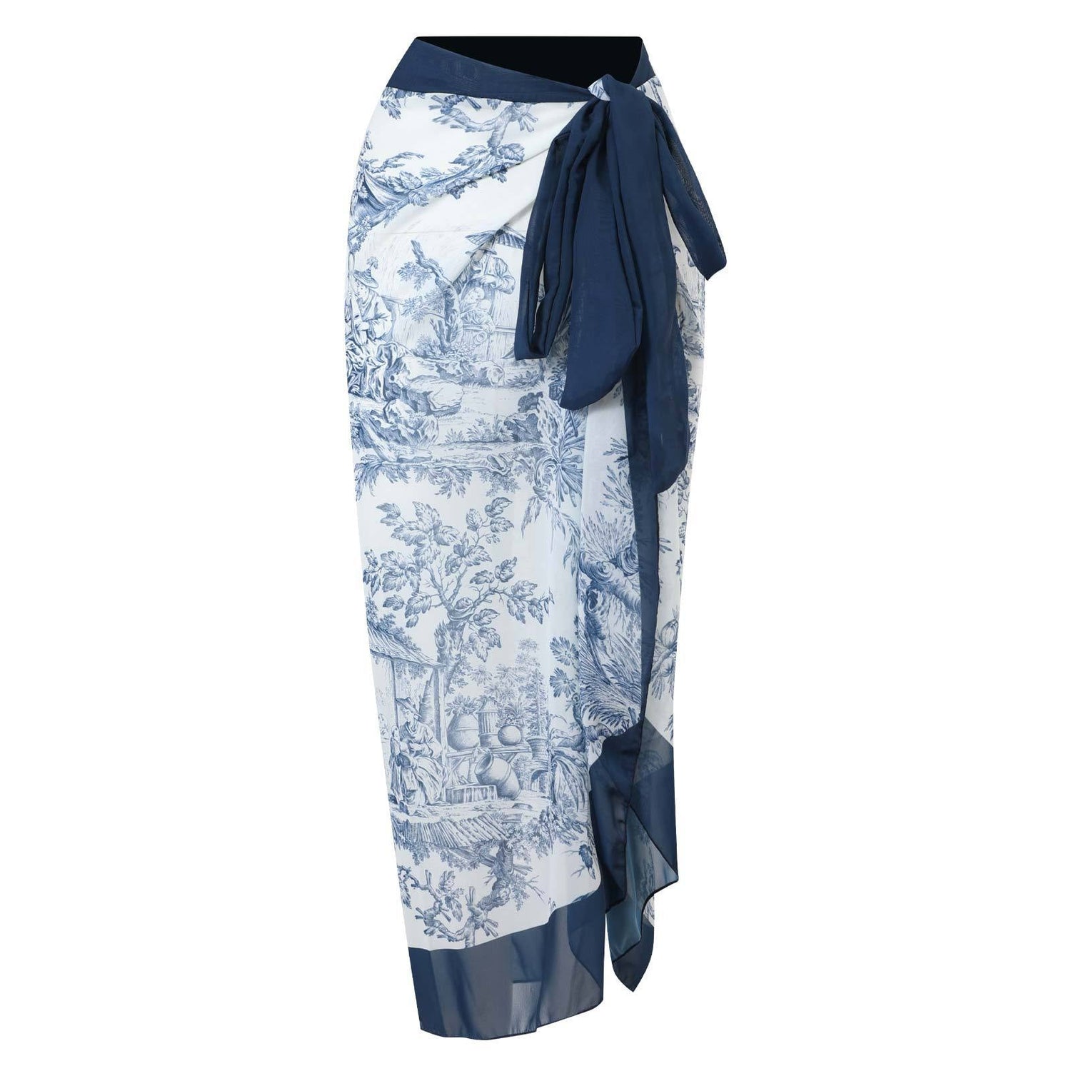 One Piece Swimsuit Women Conservatively Thin Vintage Printed Chiffon Dress with Steel Bracket Hard Bag Swimsuit