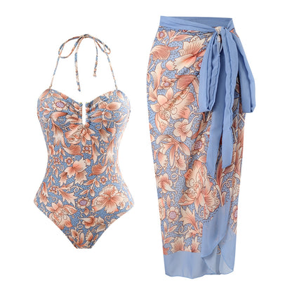 Printing Sexy Retro One Piece Women Swimsuit Suit Belly Covering Slimming Swimsuit Vacation