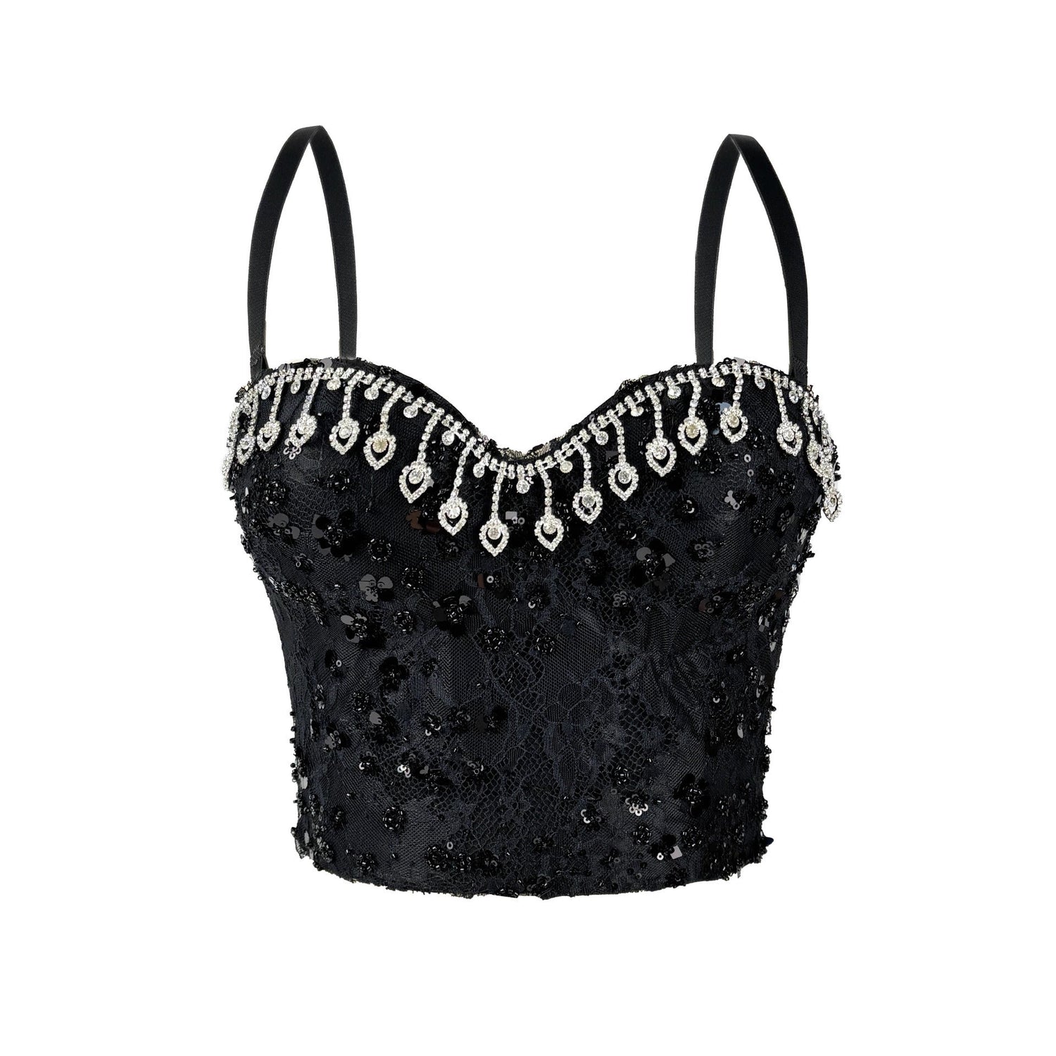 Rhinestone Tassel Boning Corset Corset Party Sequ Camisole Slim Fit Slim Sexy Boning Corset Tube Top