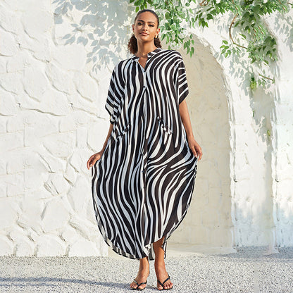 Rayon Breasted Shirt Beach Cover up Long Vacation Dress Swimsuit Outwear Blouse
