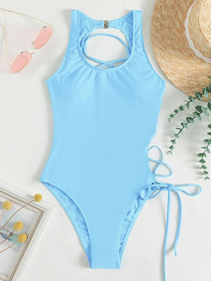 Sexy Solid Color Tied Swimsuit Women Triangle Beach Bikini Swimsuit